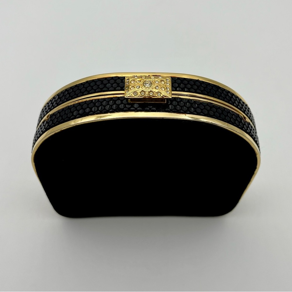 Charles Jourdan Paris Vintage Black Gold Clutch